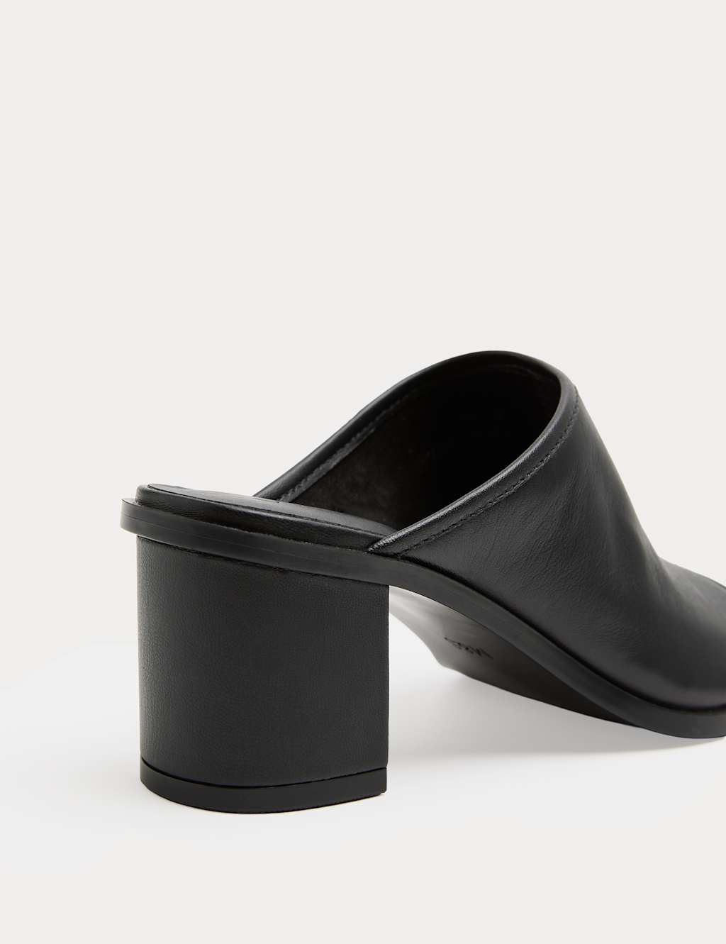 M&S Women's Leather Block Heel Peep Toe Mules - 7½ - Black