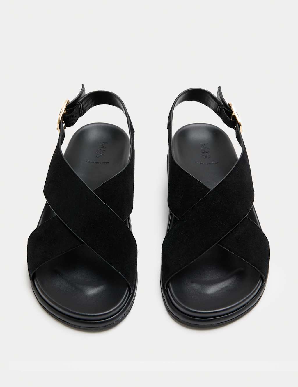 M&S Women's Suede Crossover Footbed Sandals - 5 - Black
