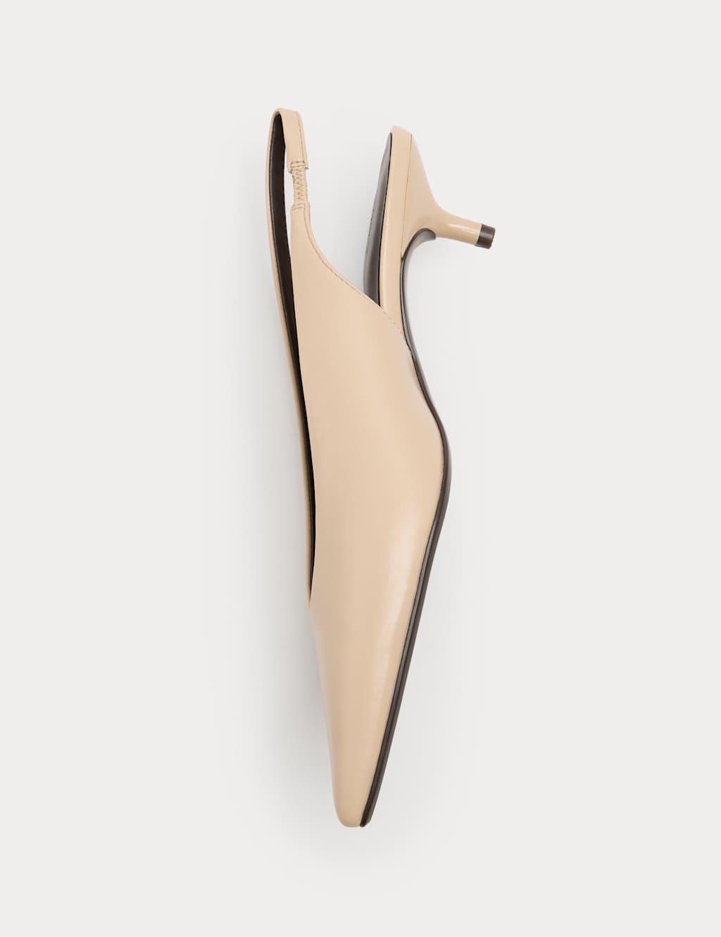 M&S Women's Kitten Heel Pointed Slingback Shoes - 6½ - Buttermilk