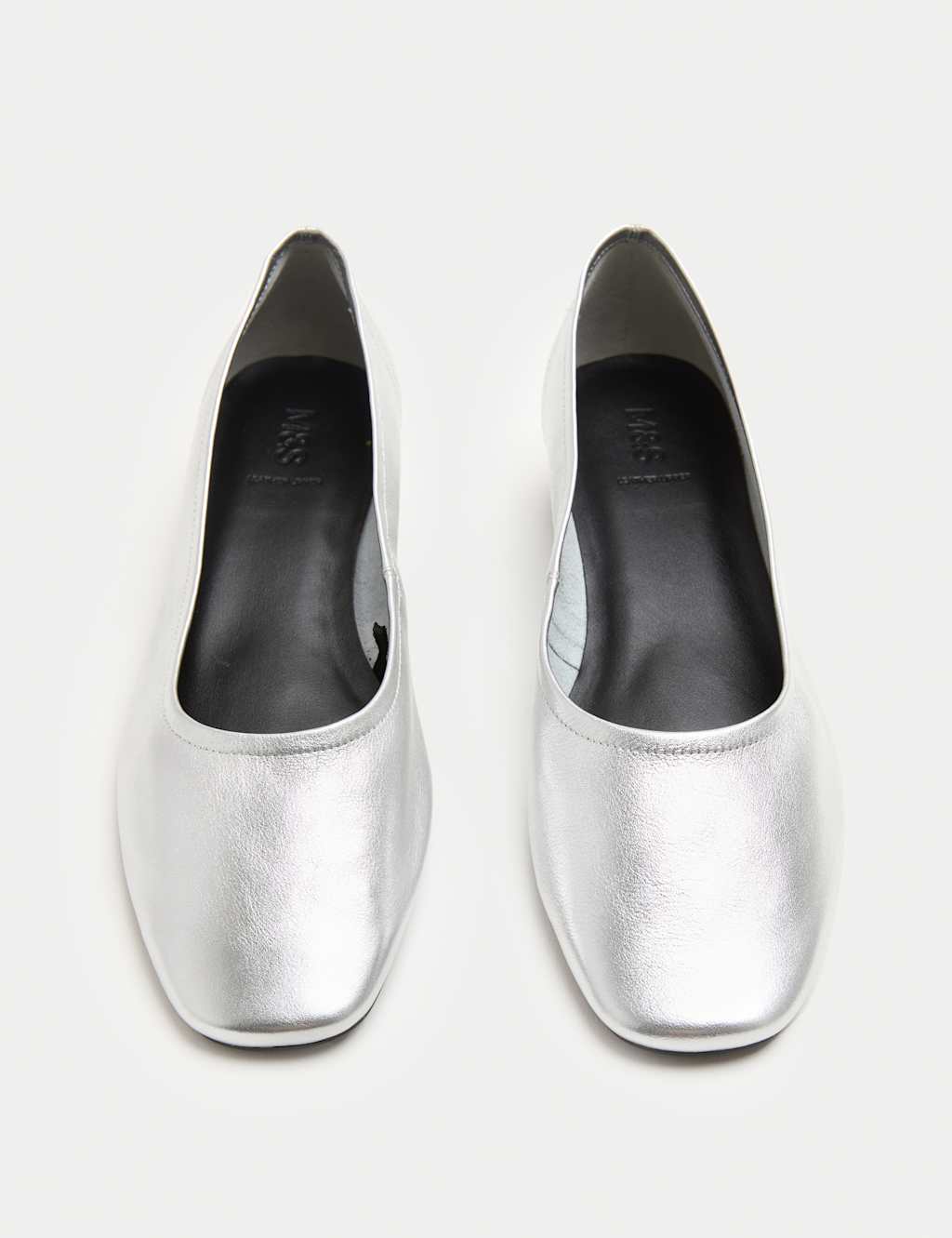 M&S Women's Leather Block Heel Pumps - 8 - Silver