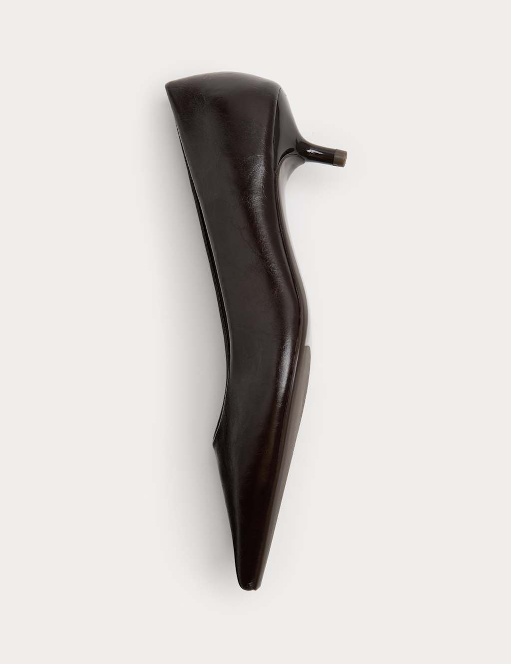 M&S Women's Kitten Heel Pointed Court Shoes - 6 - Dark Brown