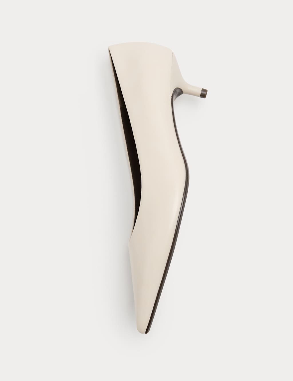 M&S Women's Kitten Heel Pointed Court Shoes - 7 - Soft White