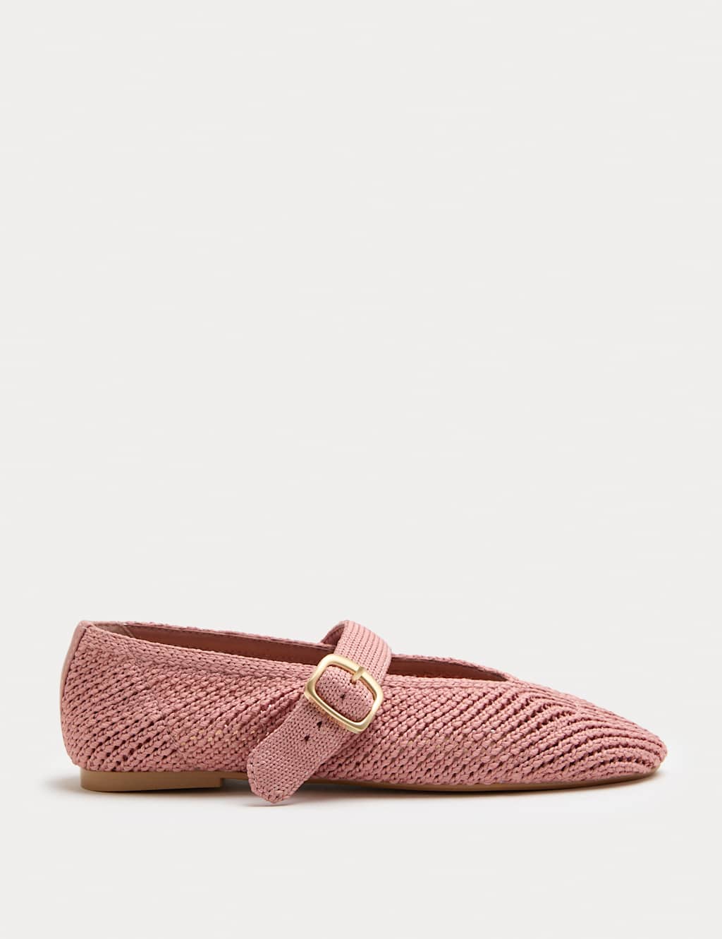 M&S Women's Buckle Flat Mary Jane Ballet Pumps - 5 - Pale Pink