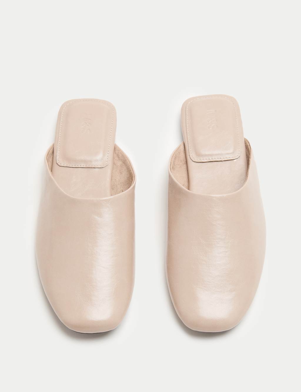 M&S Women's Slip On Flat Square Toe Mules - 7 - Nude