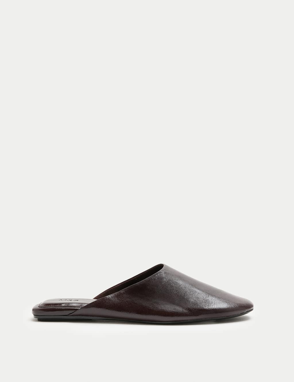 M&S Women's Slip On Flat Square Toe Mules - 7 - Burgundy