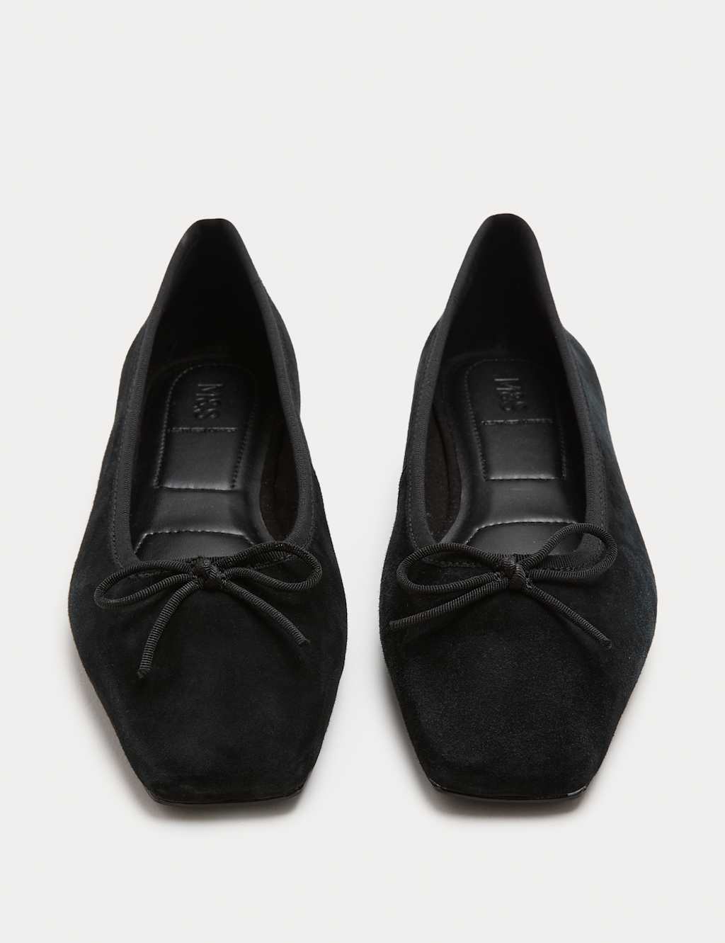 M&S Suede Flat Square Toe Ballet Pumps Black