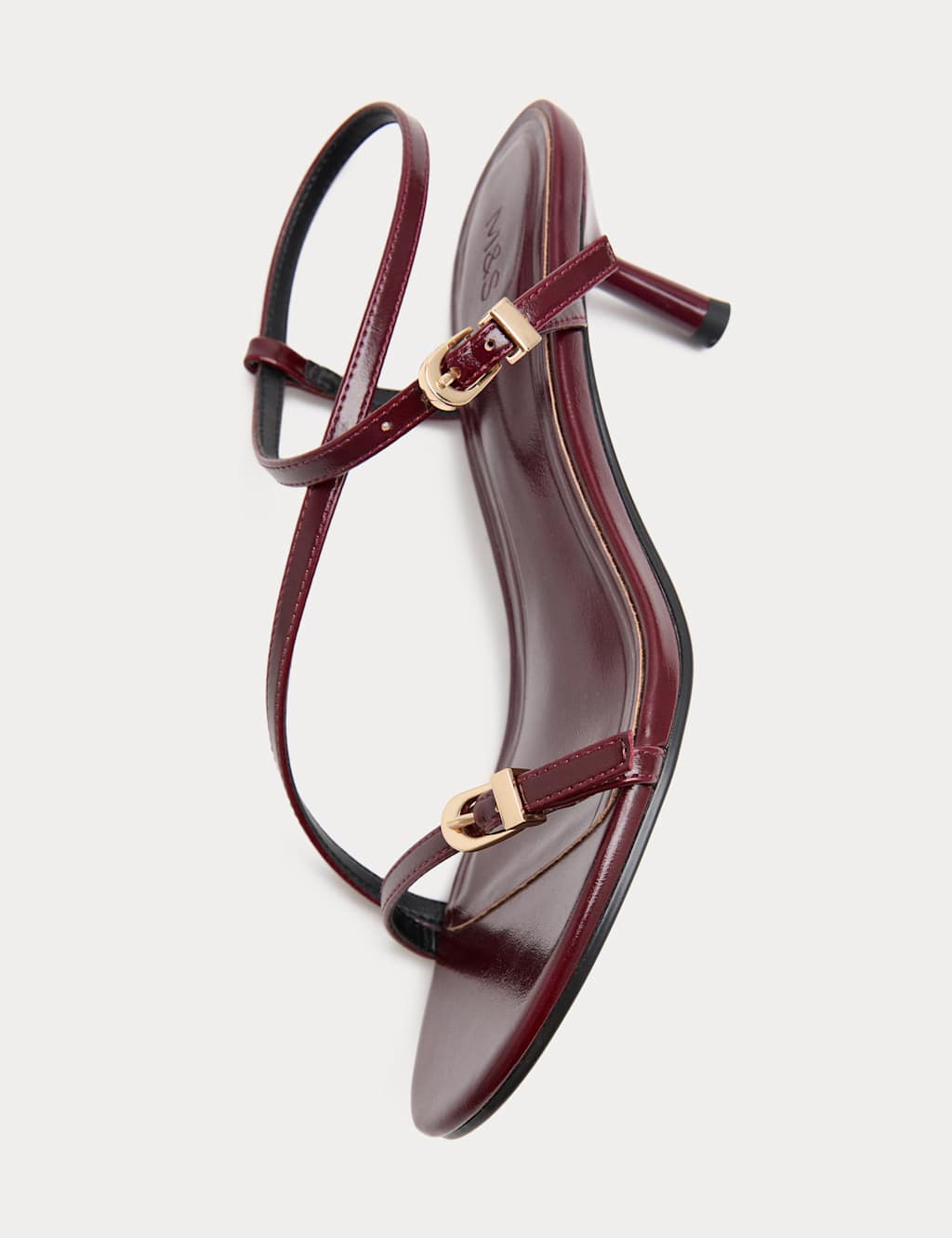 M&S Women's Buckle Strappy Kitten Heel Sandals - 4 - Burgundy