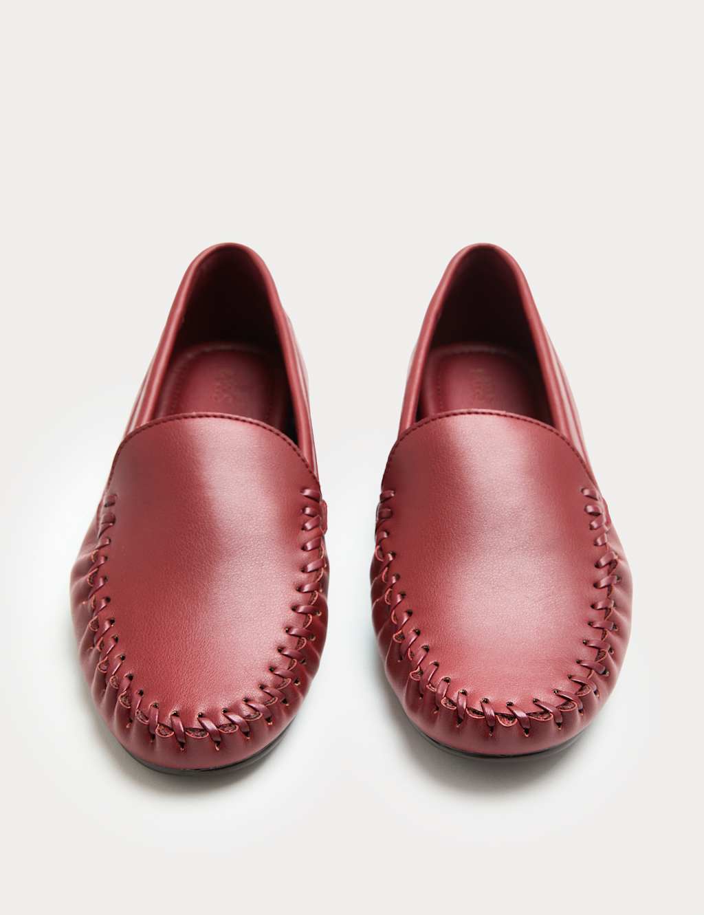 M&S Whip Stitch Detail Slip On Loafers Red