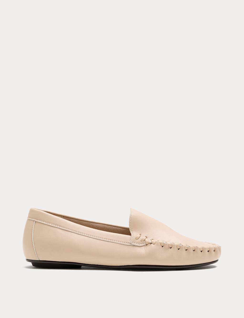 M&S Women's Whip Stitch Detail Slip On Loafers - 7 - White