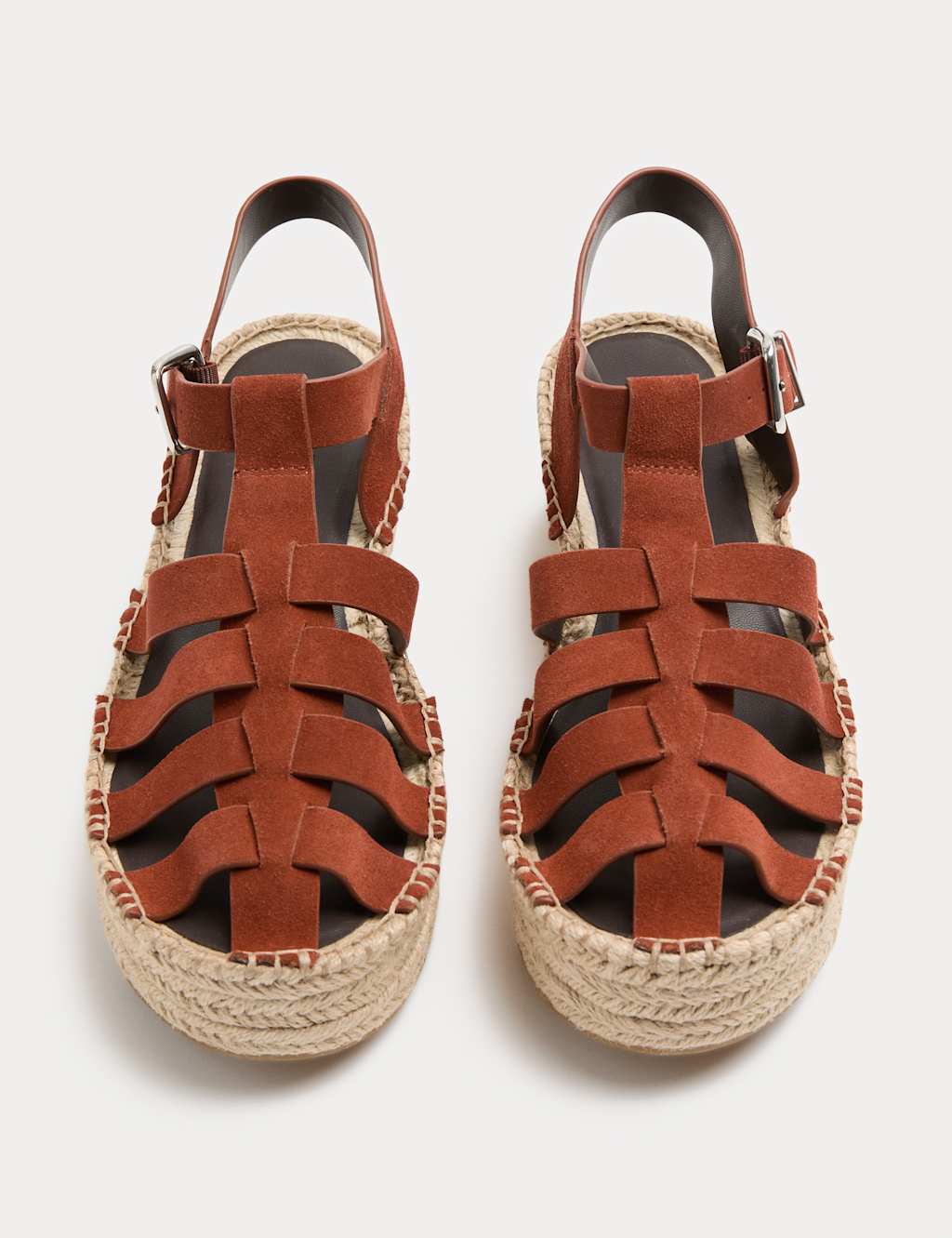 M&S Women's Suede Buckle Flatform Fisherman Espadrilles - 8 - Burnt Orange