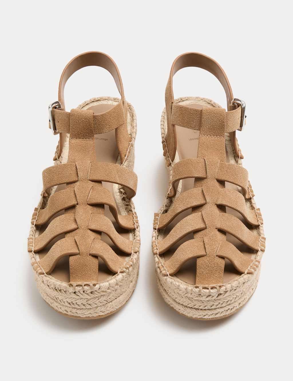M&S Women's Suede Buckle Flatform Fisherman Espadrilles - 6 - Tan