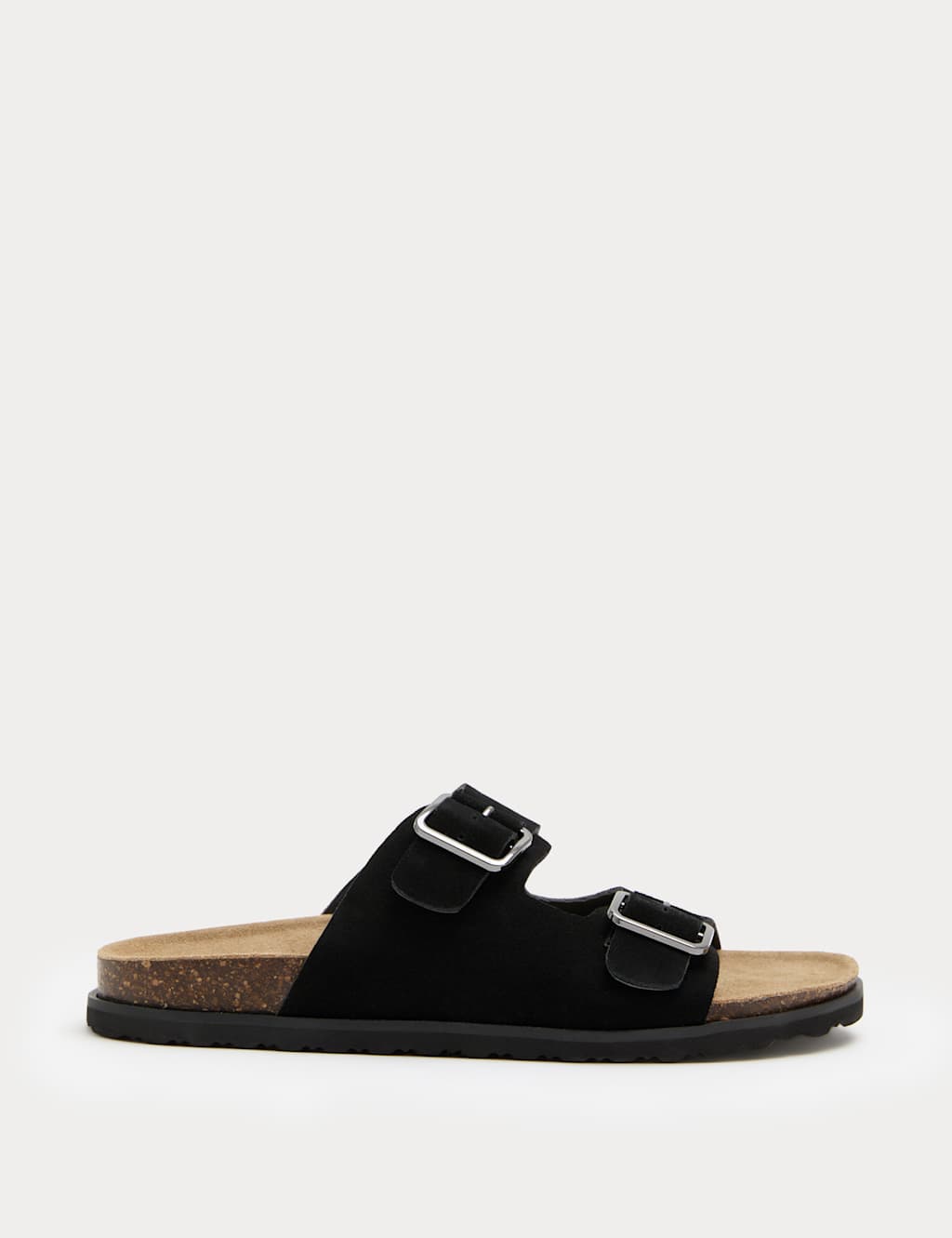 M&S Women's Suede Double Buckle Footbed Mules - 5 - Black