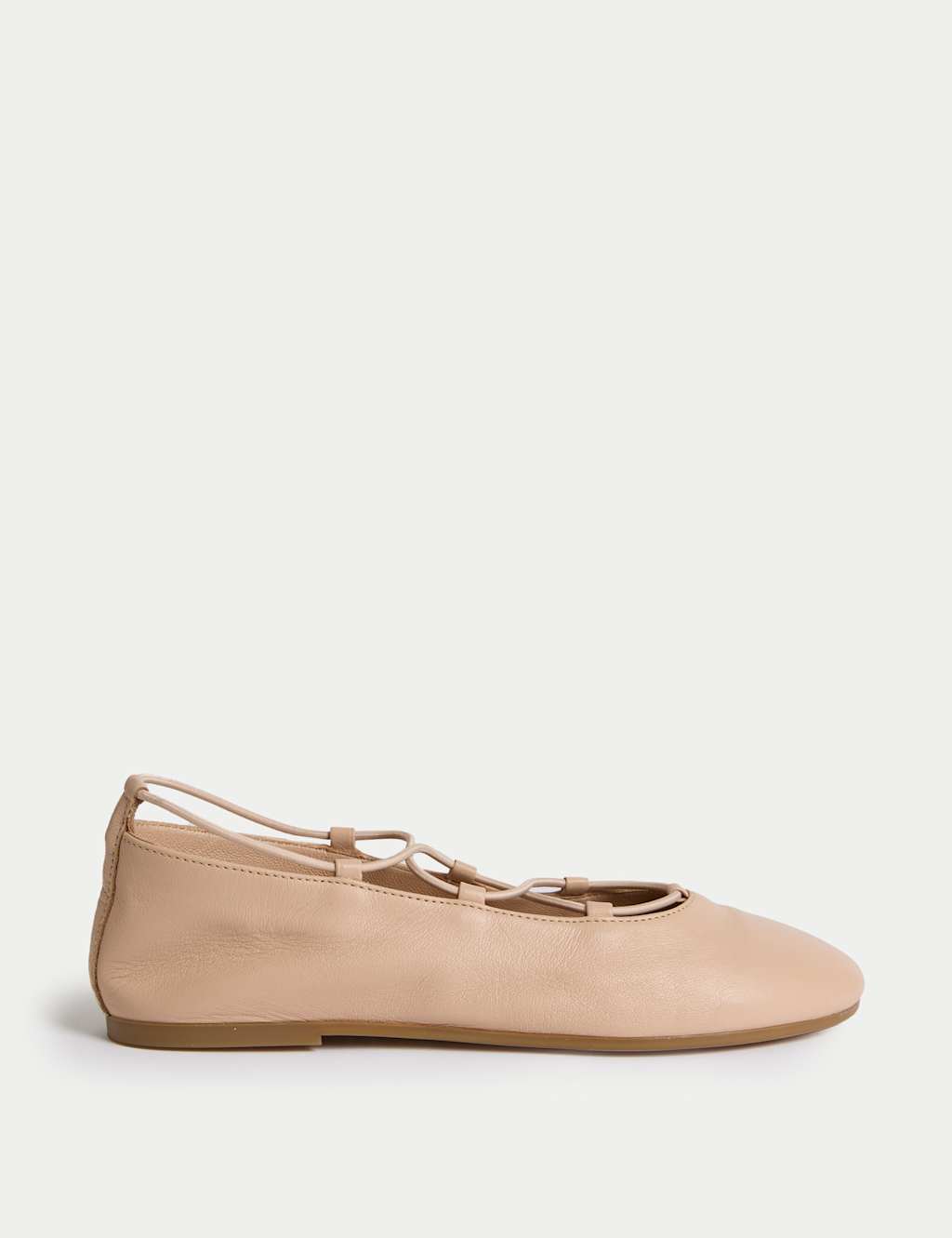 Leather Strappy Flat Ballet Pumps