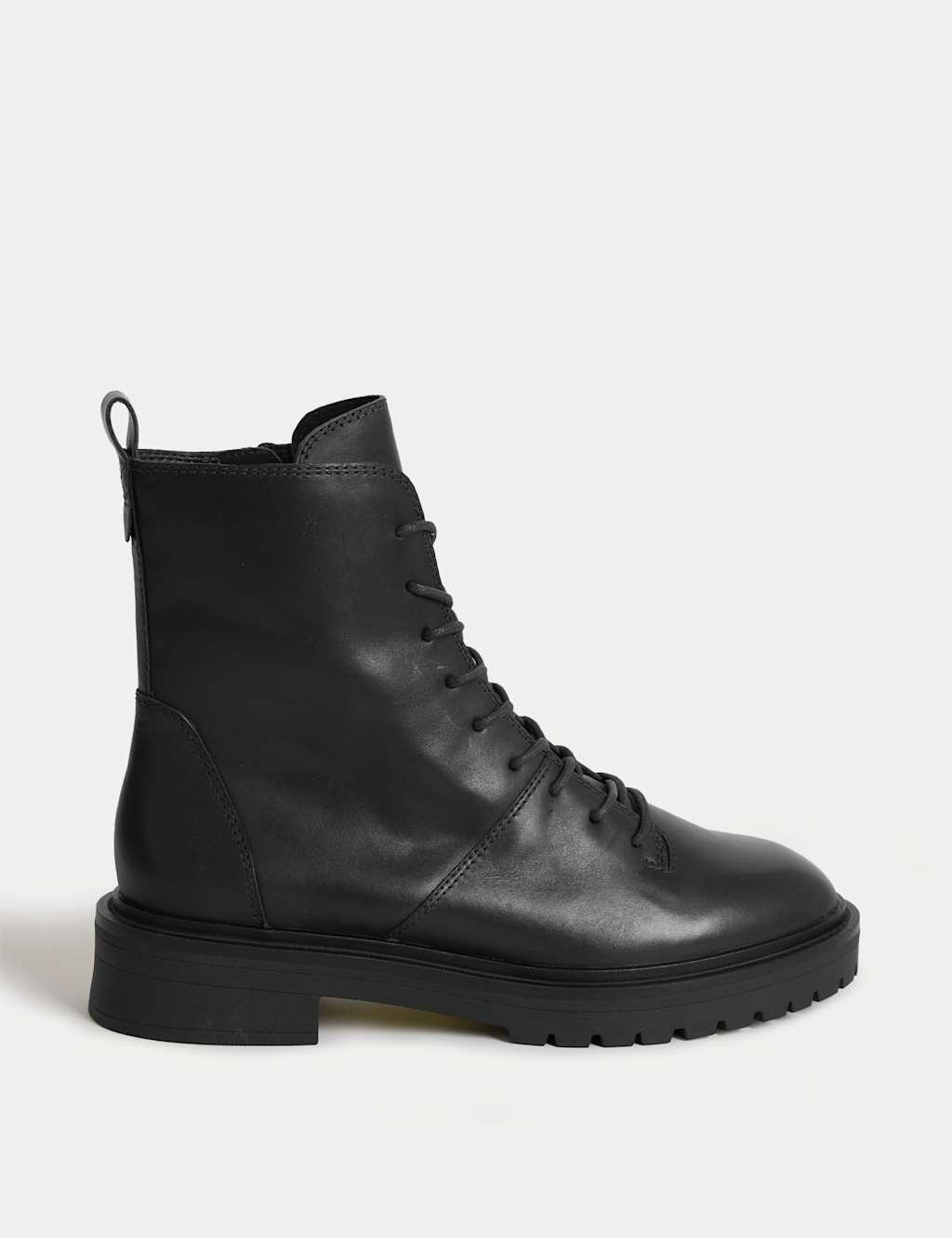 M&S Leather Lace Up Ankle Boots Black