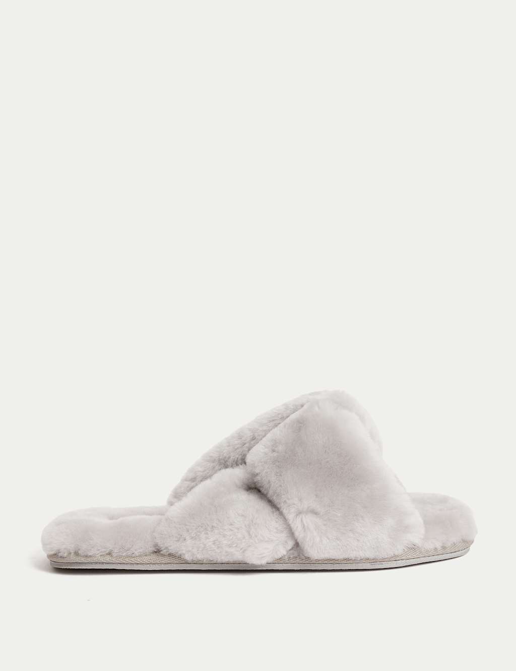 M&S Shearling Knotted Open Toe Slider Slippers Light Grey