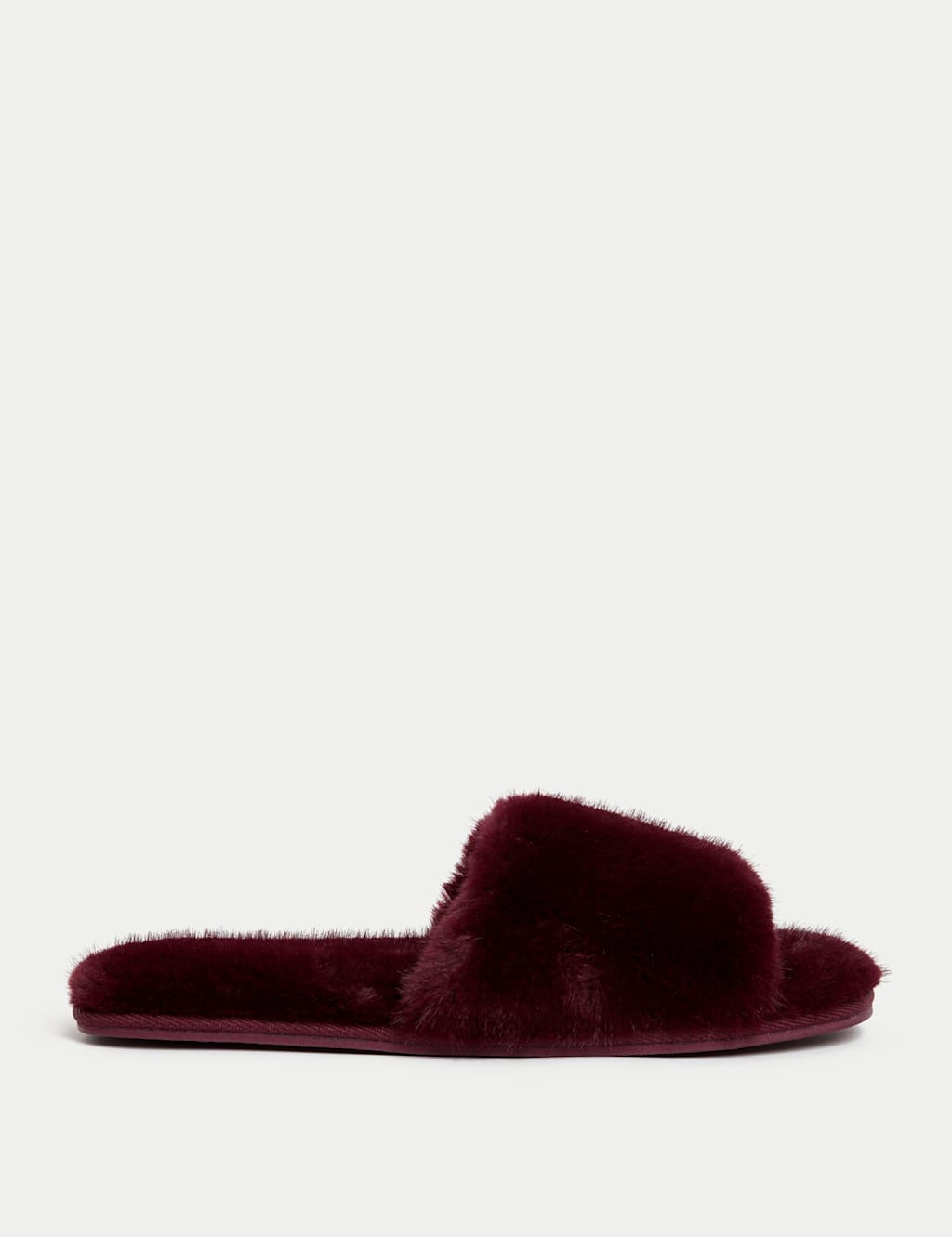 M&S Faux Fur Open Toe Slippers Plum
