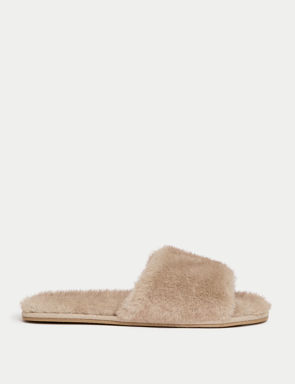 M&S Faux Fur Open Toe Slippers Natural