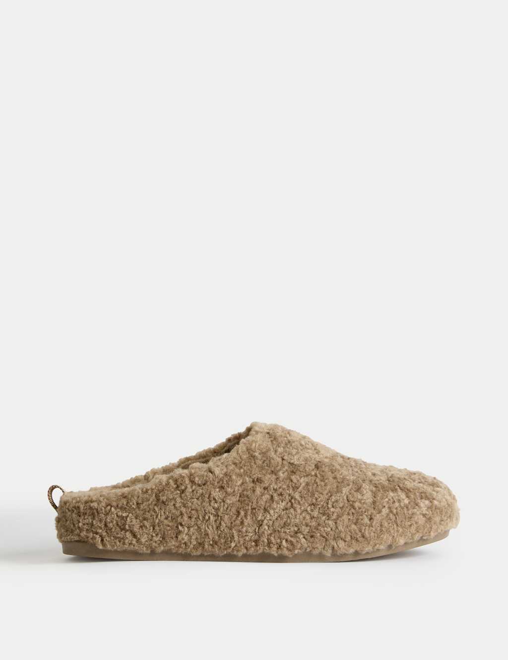 M&S Borg Back Tab Mule Slippers Natural