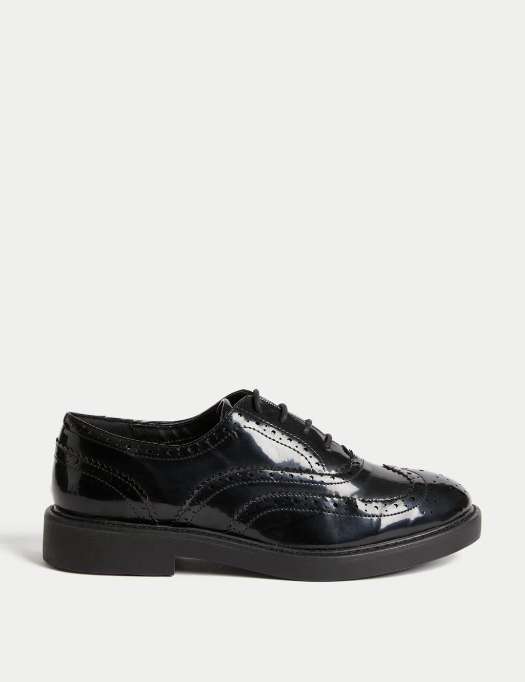 M&S Patent Lace Up Brogues Black