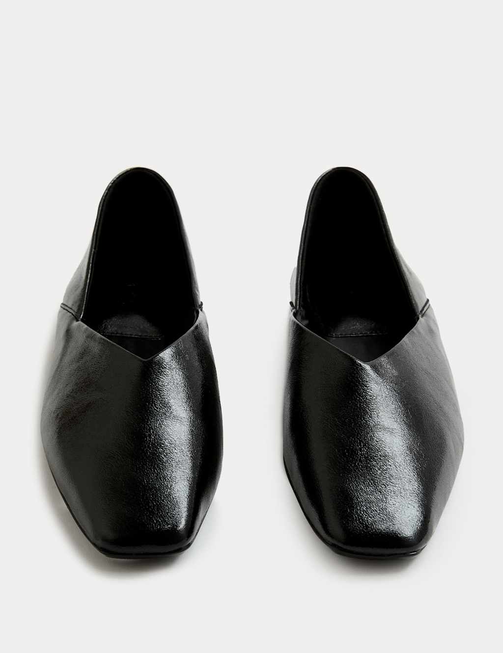 M&S Slip On Flat Chisel Toe Ballet Pumps Black