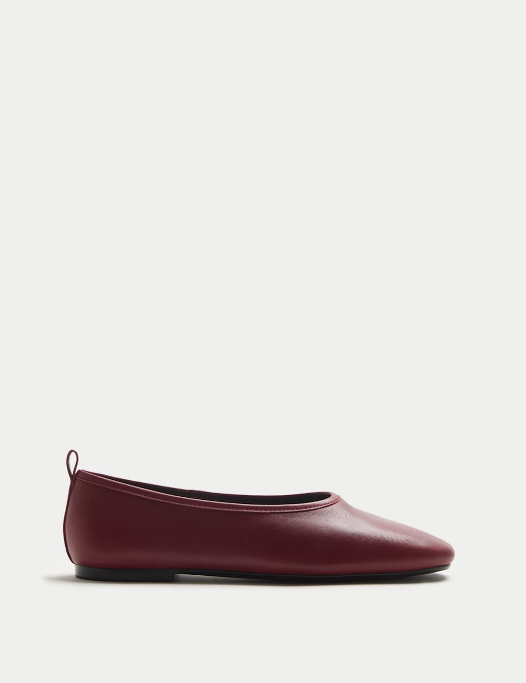 M&S Leather Slip On Flat Ballet Pumps Red