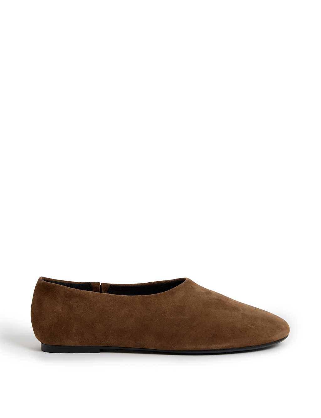 M&S Suede Flat Ballet Pumps Light Brown