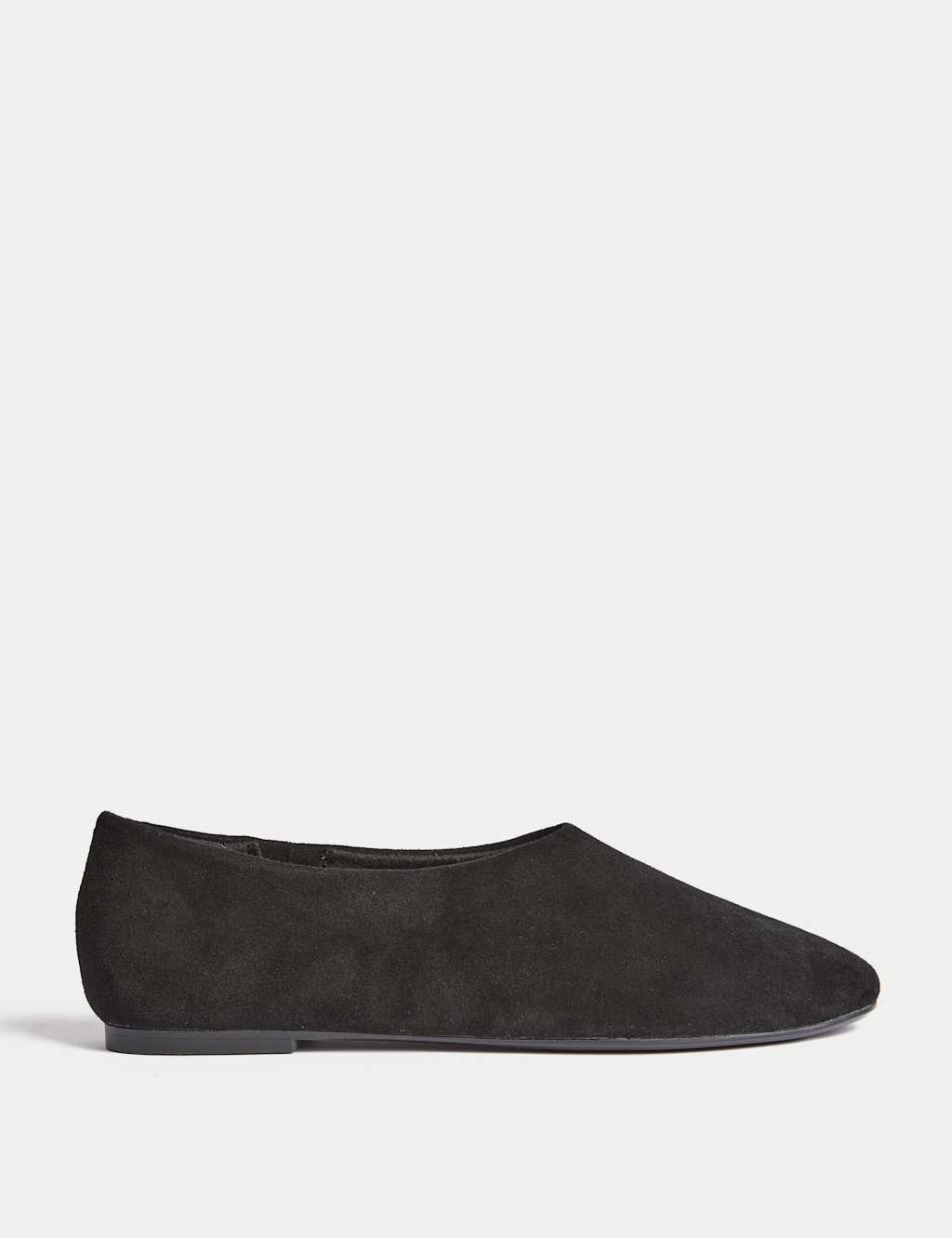 M&S Suede Flat Ballet Pumps Black