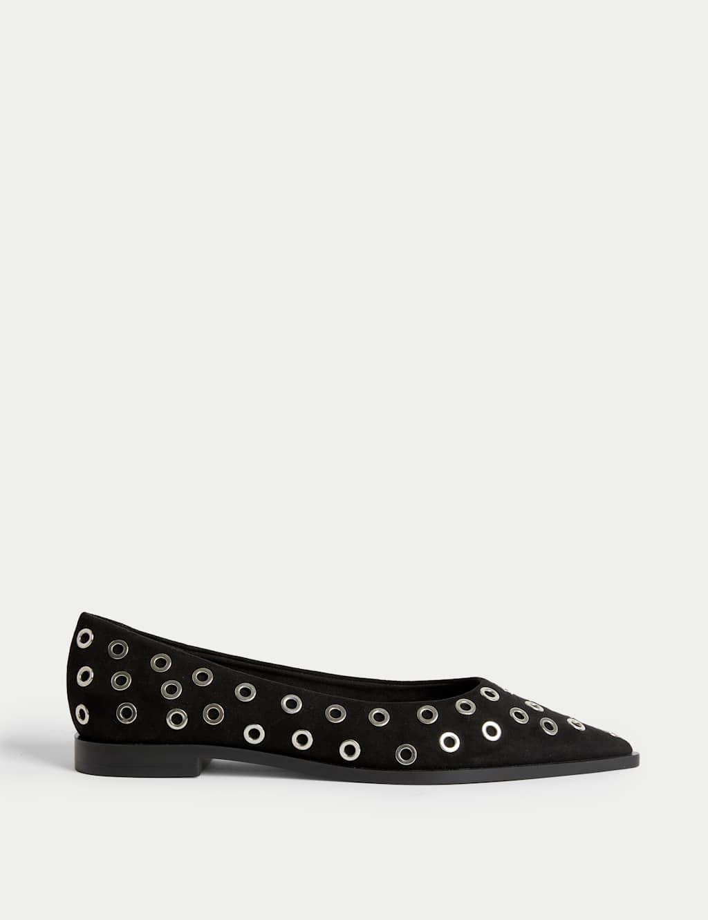 M&S Studded Flat Pointed Shoes Black