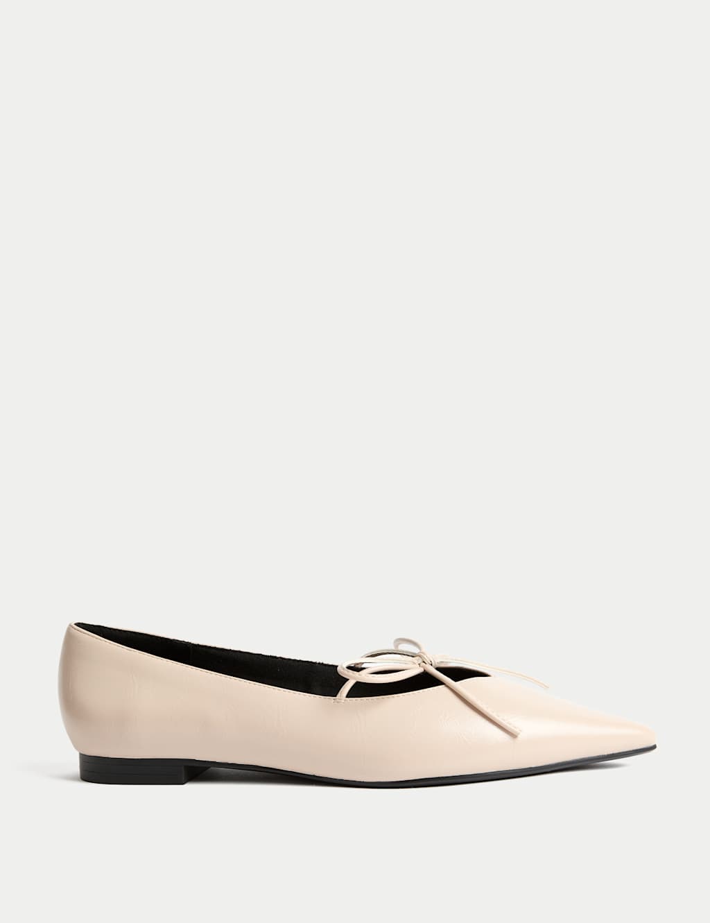 M&S Bow Flat Pointed Pumps Soft White