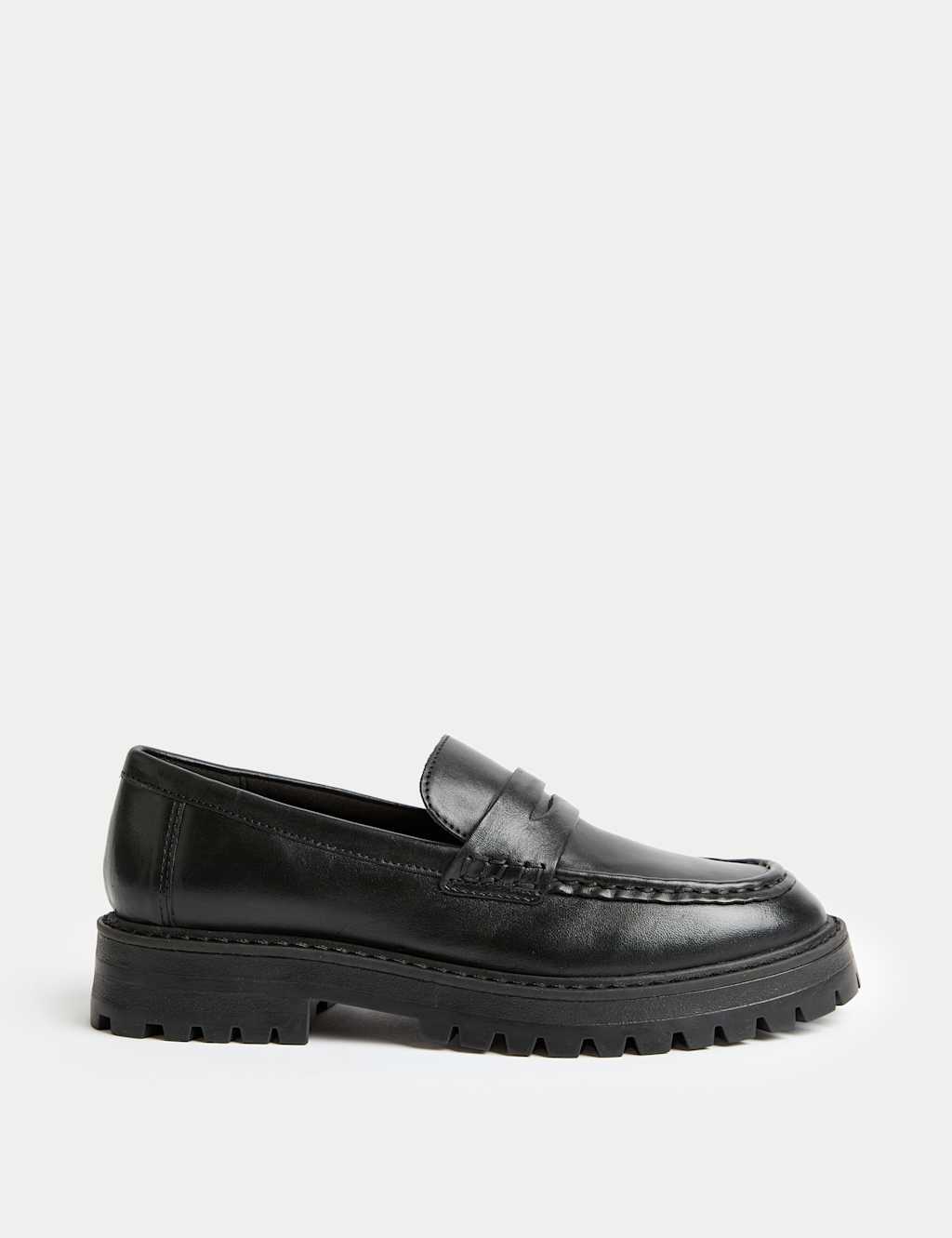 M&S Leather Chunky Loafers Black