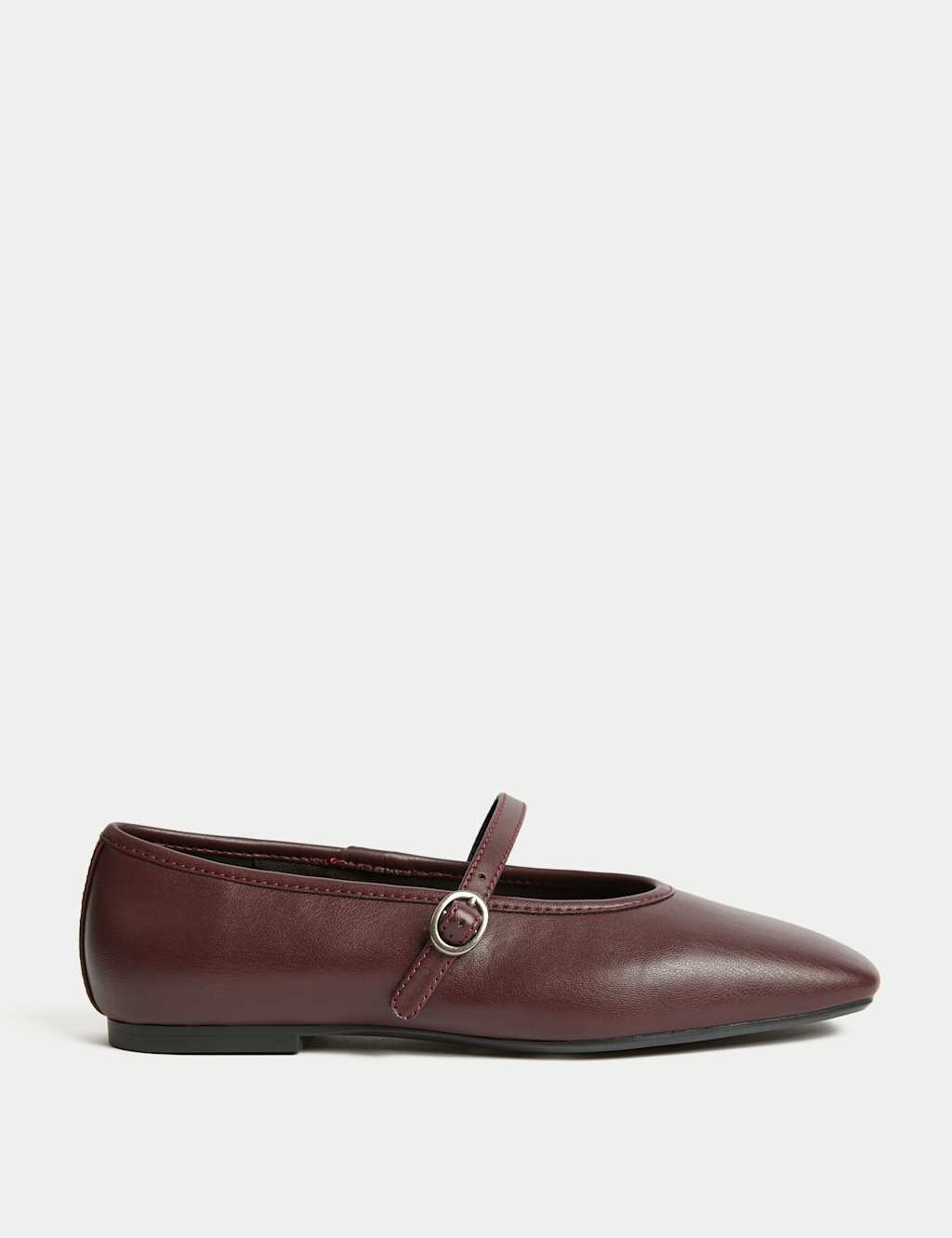 M&S Strappy Flat Ballet Pumps Burgundy
