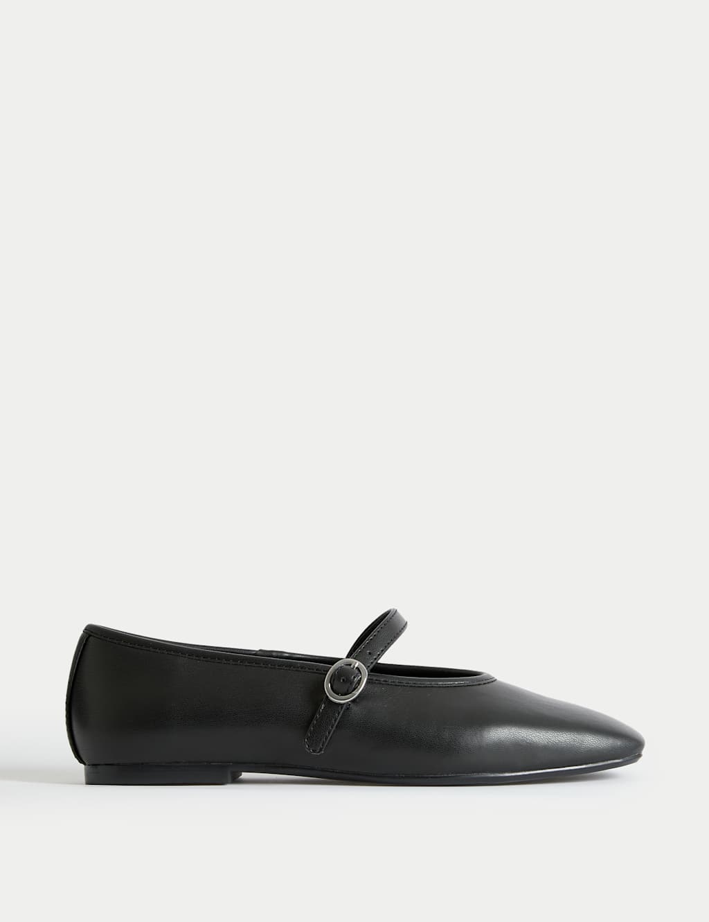 M&S Strappy Flat Ballet Pumps Black