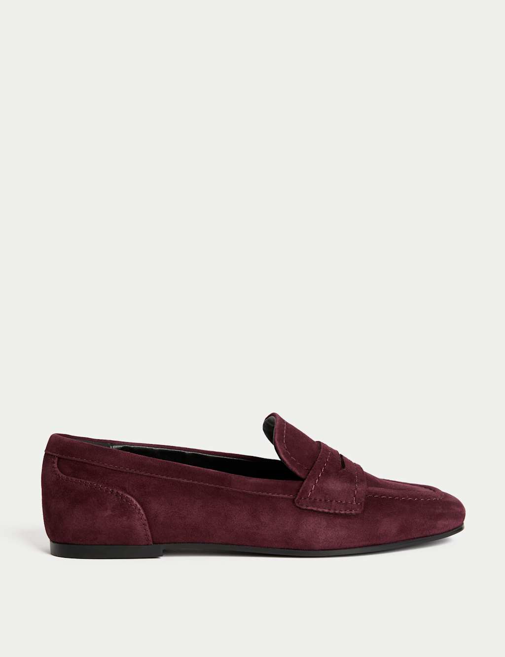 M&S Suede Slip On Flat Loafers Plum