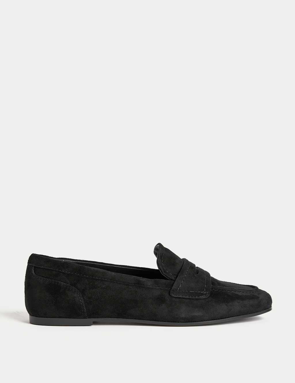 M&S Suede Slip On Flat Loafers Black