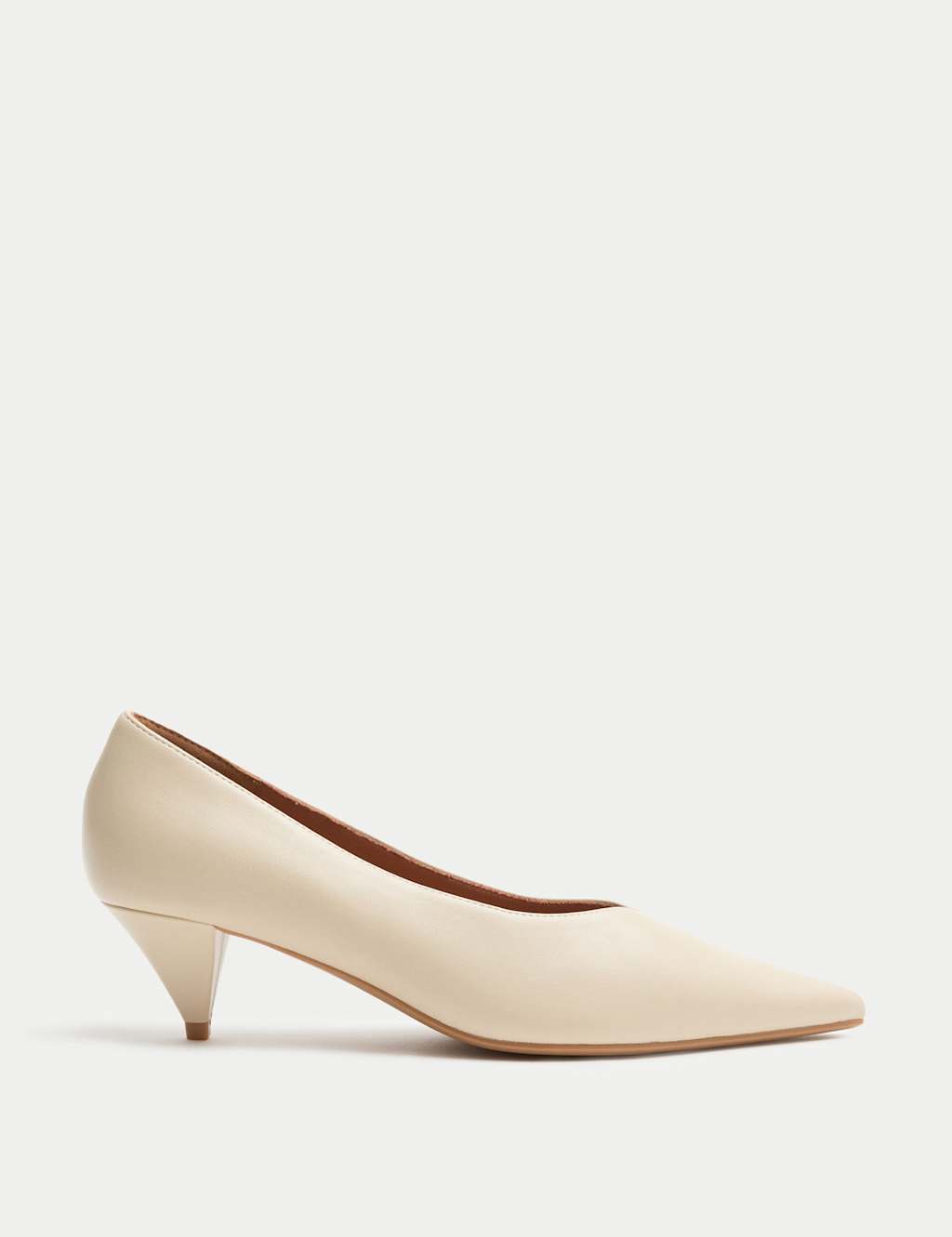 M&S Kitten Heel Court Shoes Soft White