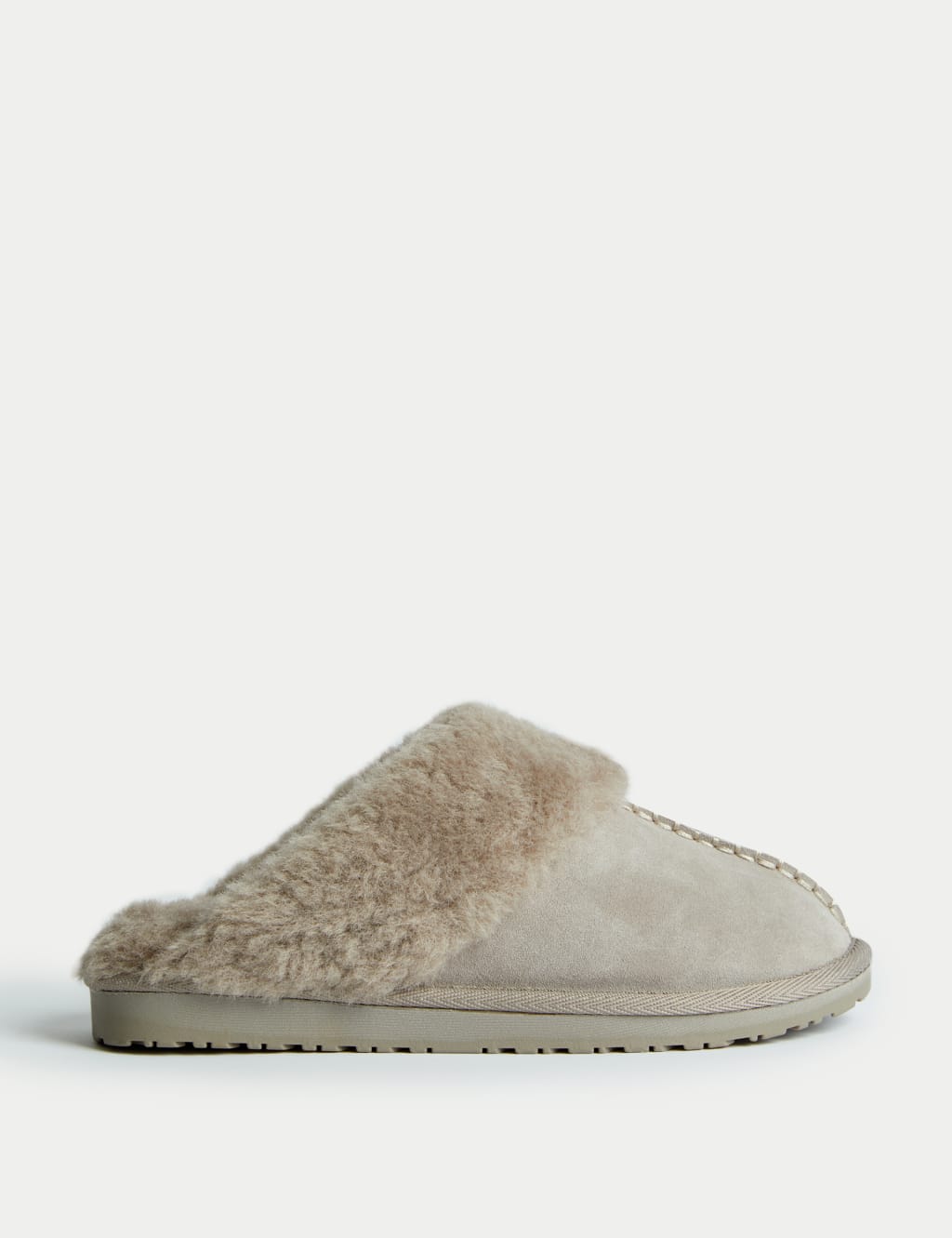 Suede Faux Fur Cuff Mule Slippers