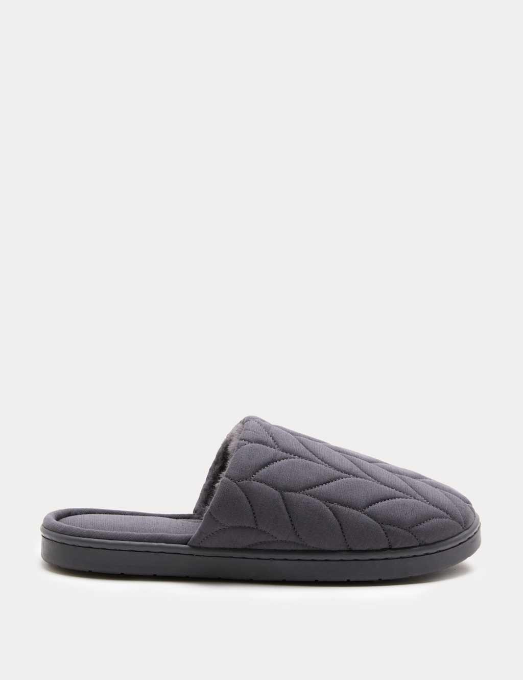 M&S Quilted Mule Slippers with Secret Support Slate Blue