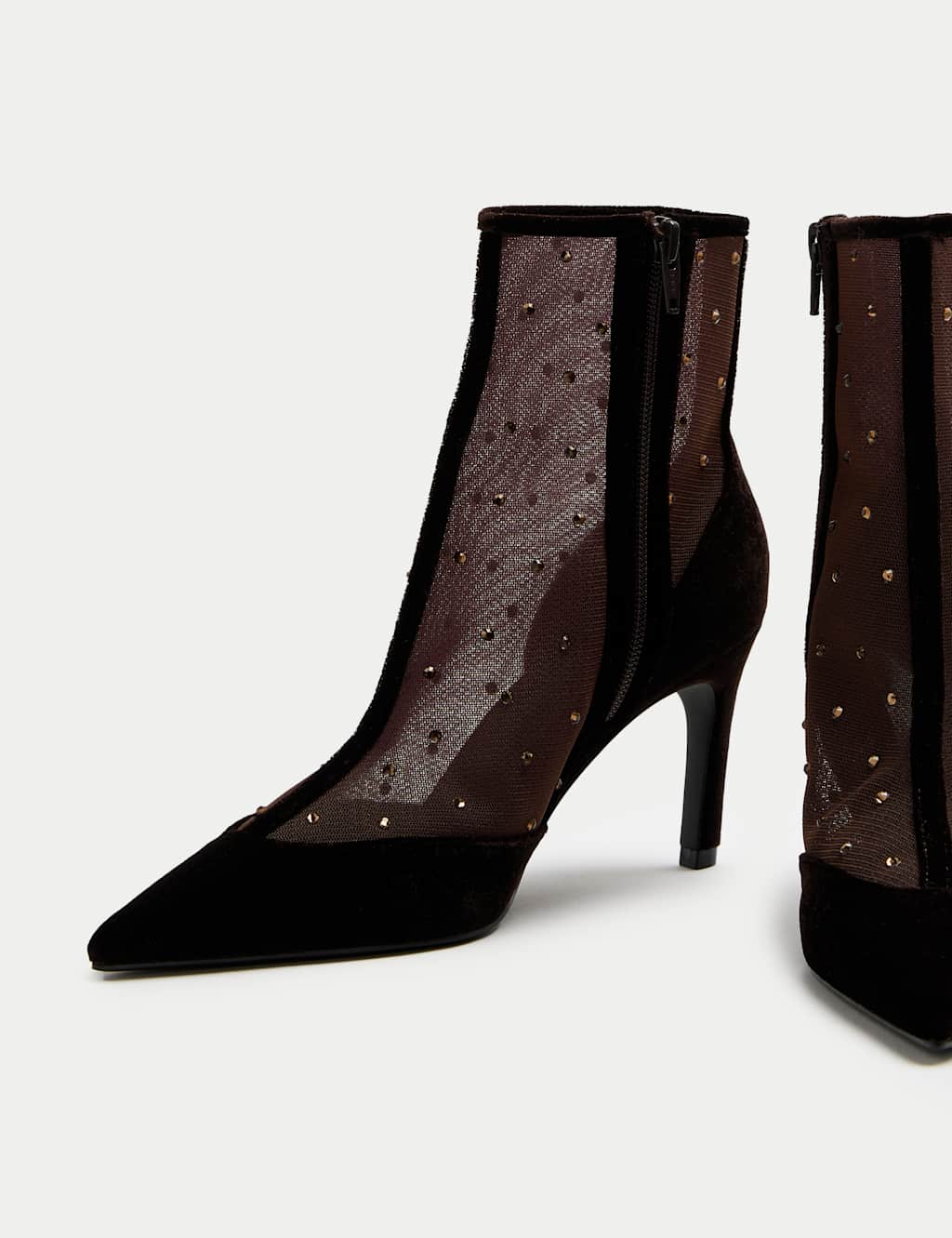 M&S Mesh Heeled Ankle Boots Brown