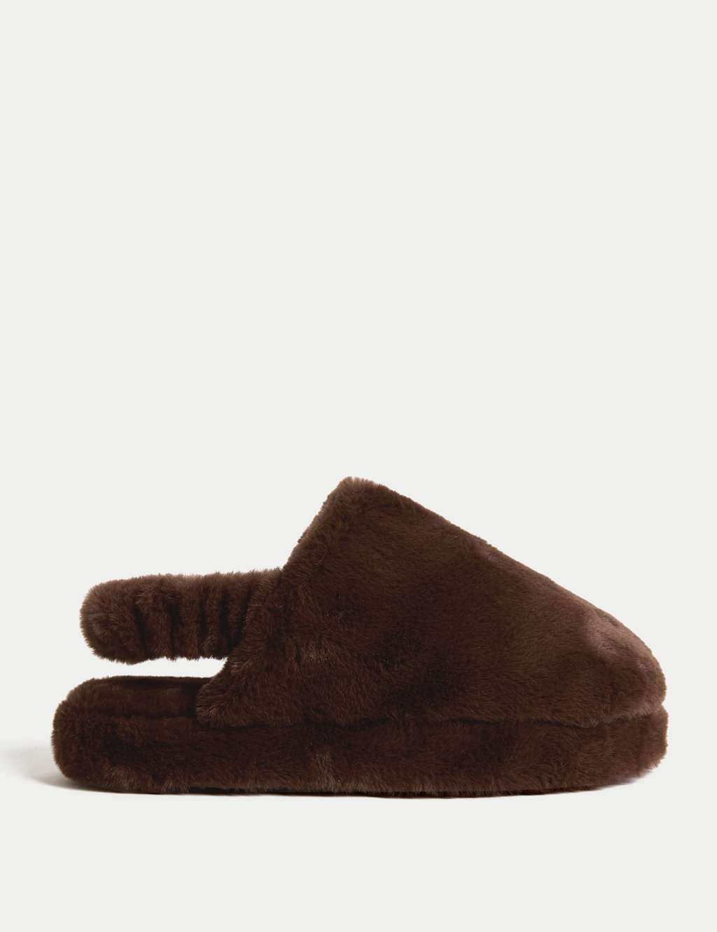 M&S Faux Fur Mule Slippers Chocolate