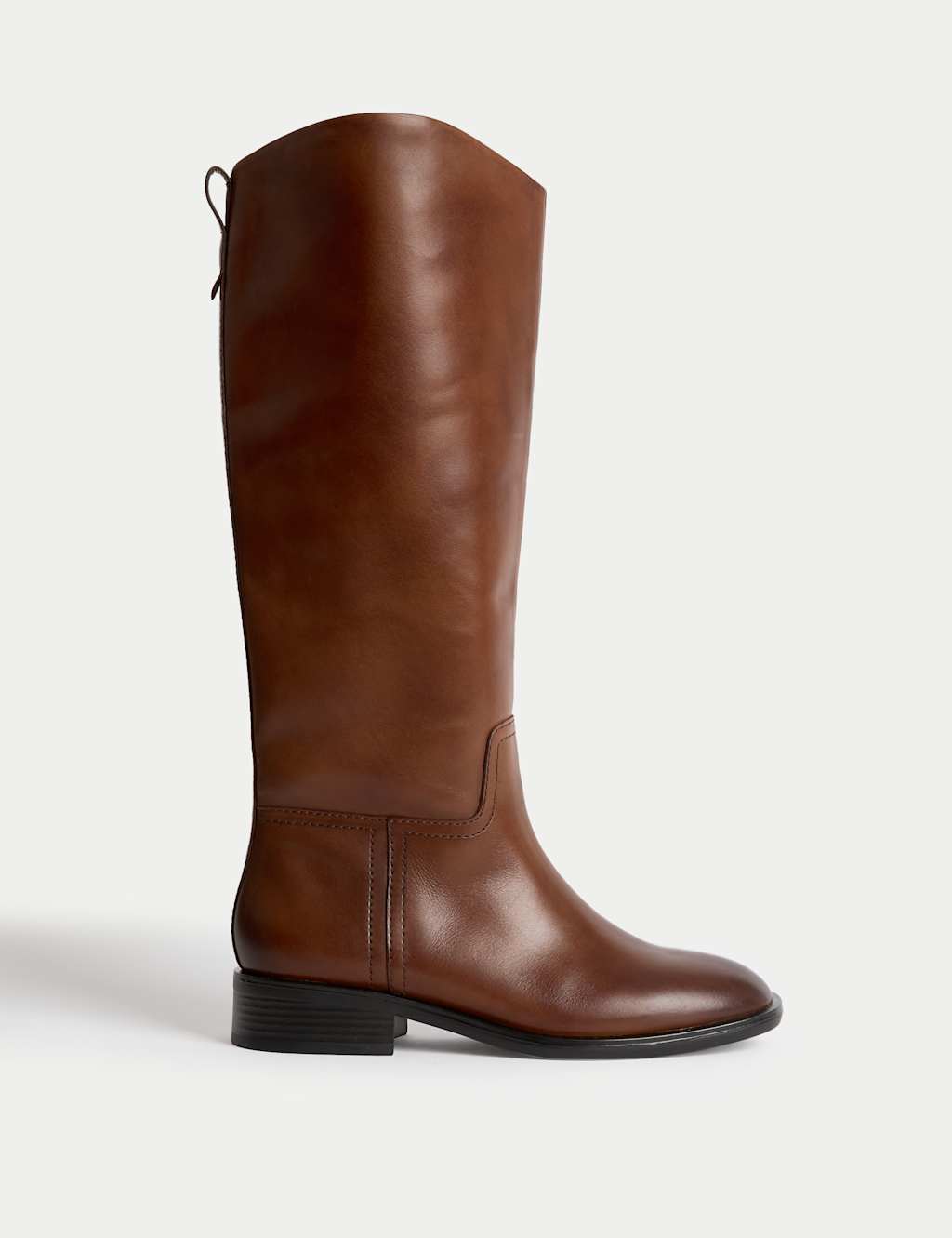 M&S Leather Riding Knee High Boots Golden Tan