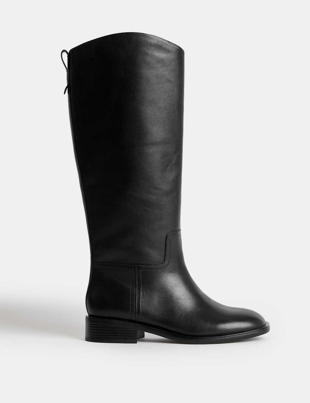 M&S Leather Riding Knee High Boots Black
