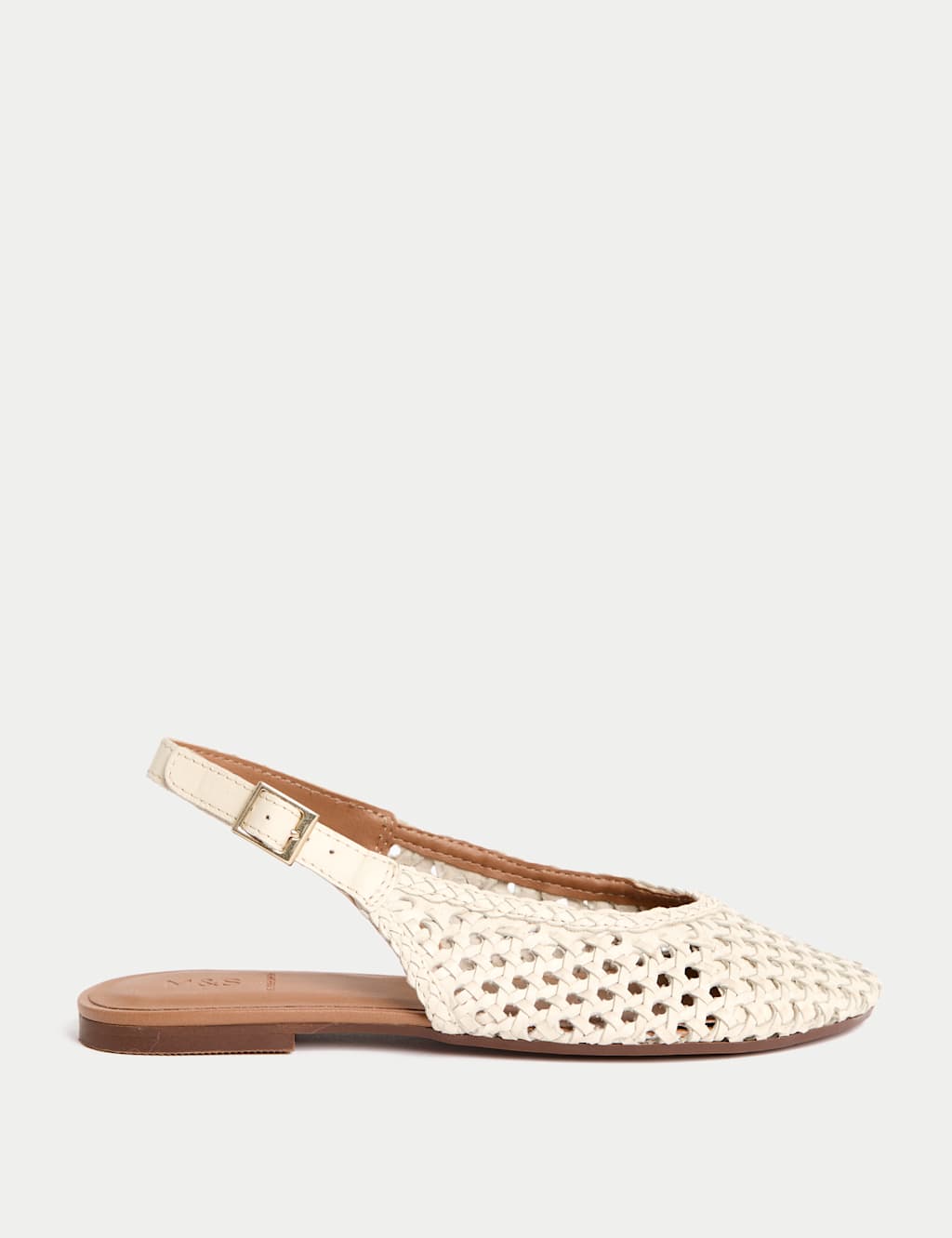 Leather Woven Flat Slingback Shoes