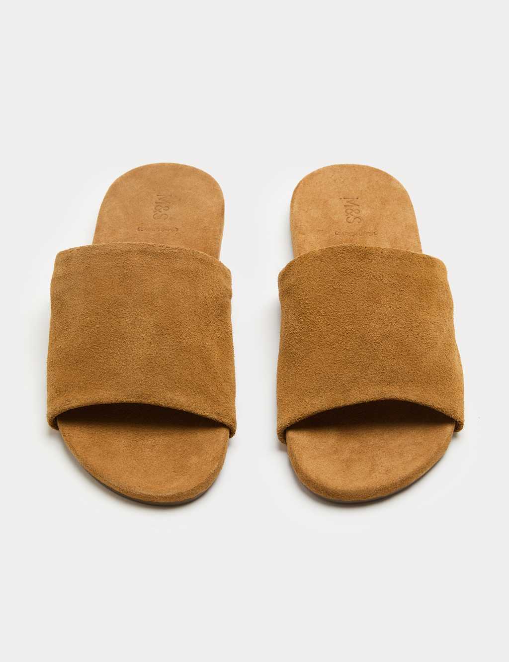 M&S Women's Suede Flat Mules - 8 - Tan
