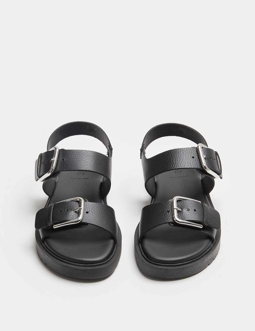 M&S Women's Leather Buckle Ankle Strap Flatform Sandals - 7 - Black