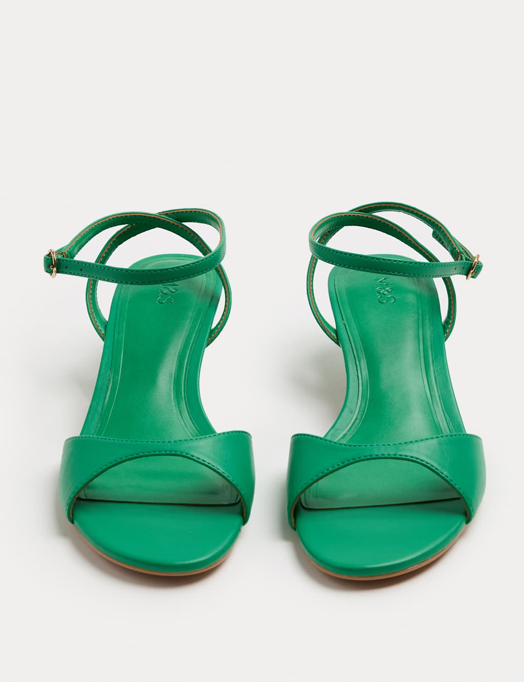 M&S Women's Ankle Strap Kitten Heel Peep Toe Sandals - 5 - Bright Green