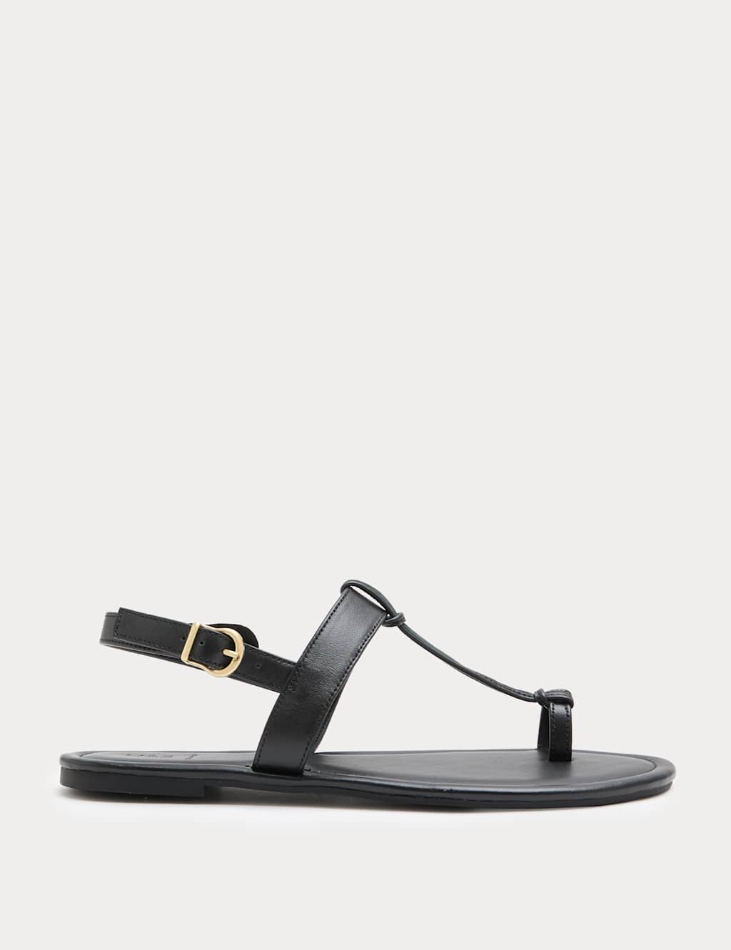 M&S Women's Leather Ankle Strap Flat Toe Loop Sandals - 5 - Black
