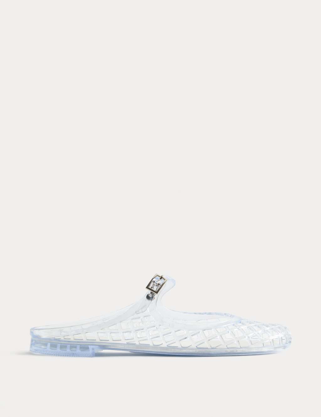 M&S Women's Ankle Strap Flat Jelly Mule Sandals - 8 - Clear