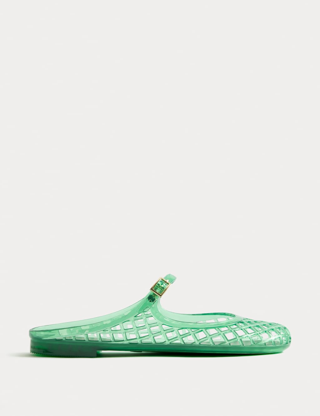M&S Women's Ankle Strap Flat Jelly Mule Sandals - 8 - Green