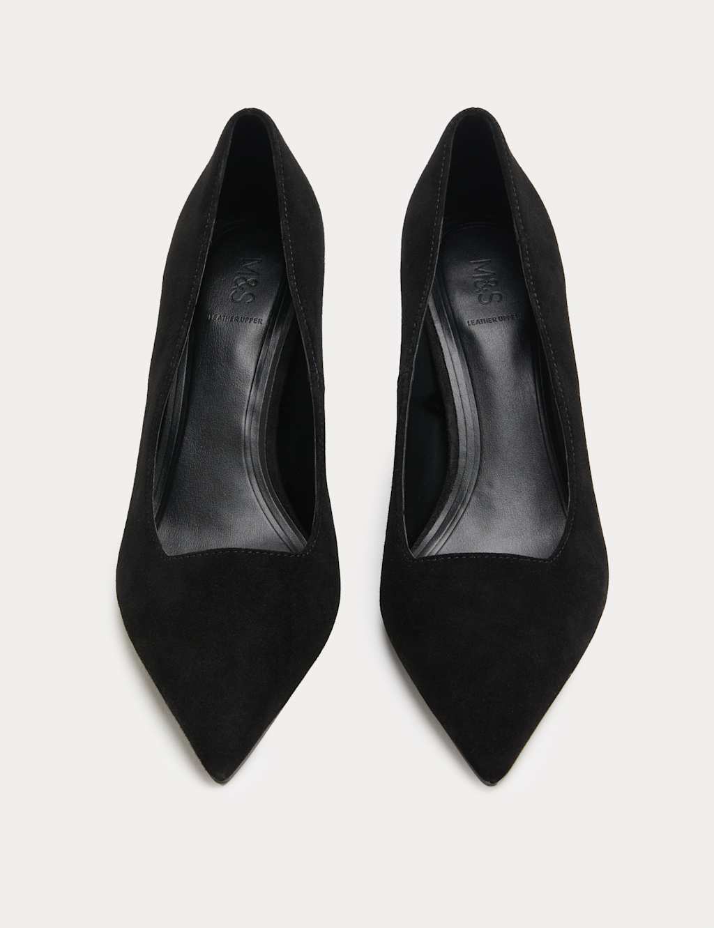 M&S Suede Stiletto Heel Pointed Court Shoes Black