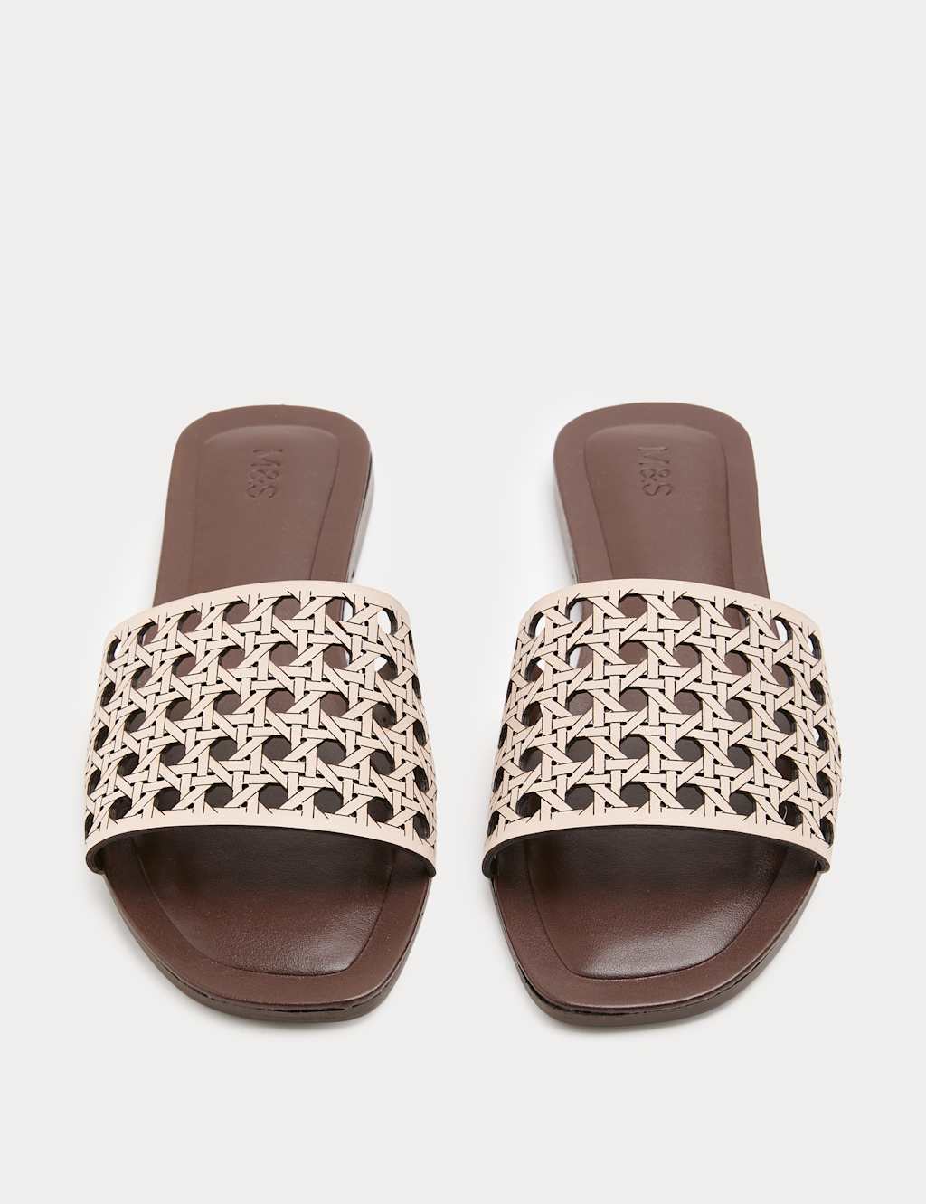 M&S Women's Laser Cut Flat Mule Sandals - 6 - Natural